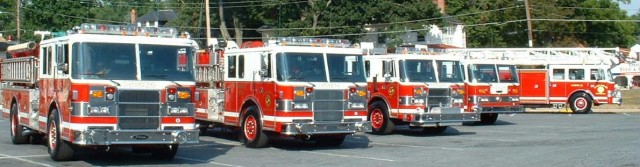 The apparatus in the parking lot at Mid-Town.